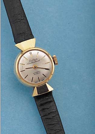 DUBEY & SCHALDENBRAND DAMENARMBANDUHR AUTOMA- TIK, REF.-NR. 1721, SCHWEIZ UM 1964, GG 750/000, BODEN GEDR. (L. DELLIG), BET. BAND- ANST., BLATT ...