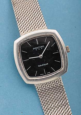 PONTIAC HERRENARMBANDUHR BOUTIQUE, SCHWEIZ UM 1974, 800ER SILBER INCL. SILBERFLECHTB., BODEN GEDR., FORMANKERW., 17 ST., INCABL., HANDAUFZUG, ...