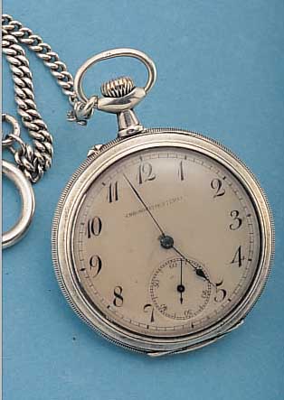 HERRENTASCHENUHR, SCHWEIZ/DEUTSCHLAND UM 1912, 800ER SILBER, BEZ. CHRONOMETRE ETERNA, SILBERSTüLPZIFFERBL., L. FL., VERG. ANKERW., KOMP.-UNR., ...