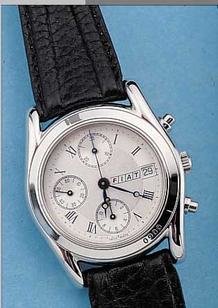FIAT ARMBANDCHRONOGRAPH, REF.-NR. 75145, SCHWEIZ UM 1995, EDELST. POL., BEIDS. MINERAL-VERGL., BODEN 6-FACH VERSCHR., MODELLSERIE 0900, BLATT ...