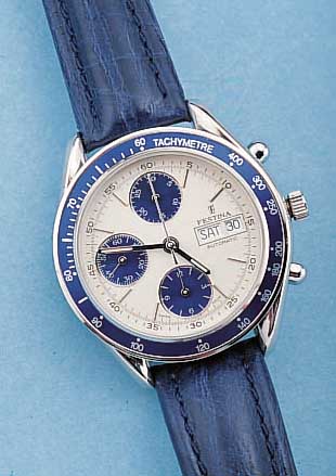 FESTINA ARMBANDCHRONOGRAPH AUTOMATIK, REF.- NR. 5258, SCHWEIZ UM 1996, EDELST., POL., BO- DEN U. KRONE GESCHR., MINERALFLACHGL., TACHY- METERSKALA ...