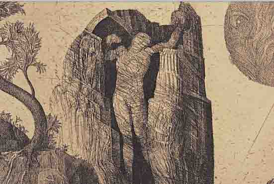 FUCHS, ERNST, PROF., GEB. 1930 WIEN, DAS GEFäNGNIS DES WINTERS, RADIERUNG, HAND- SIGNIERT, CA. 14 X 28 CM, ZUSTANDSDRUCK 2/2 2. ZUSTAND, ...