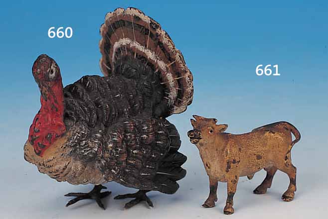 WIENER BRONZE, UM 1900, TRUTHAHN, FEINE BUNTE FAST MINIATURHAFTE BEMALUNG, MIN. BER., H. CA. 11 CM, SAMMELW.