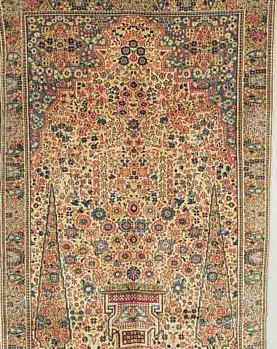 KERMAN,PERSIEN CA.242 X 151 CM. EHZ.1-2 FLOR WOLLE CA.30 JAHRE.