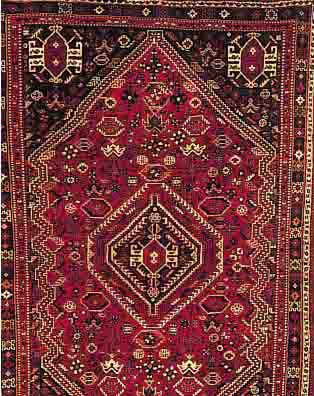 GHASCHGAI,PERSIEN CA.224 X 148 CM. EHZ.1-2 FLOR WOLLE-WOLLE CA.20 JAHRE.