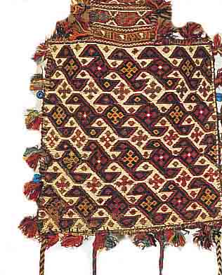 SCHASAWAN-SALZTASCHE,PERSIEN CA. 56 X 39 CM. EHZ.3 WOLLE-WOLLE UM 1940.