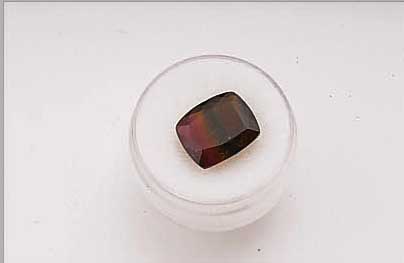 TURMALIN-RECHTECK, BICOLOR: ROT-BRAUN, CA. 6.75 CT