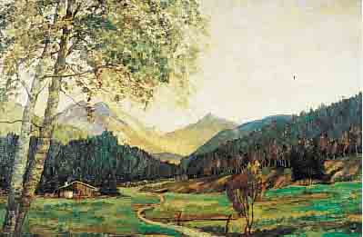 BORS, L., DEUTSCHER MALER, 1. HäLFTE 20. JH., , WEITE VORGEBIRGSLANDSCHAFT, ÖL/LWD, ...