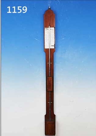 BAROMETER, DEUTSCH, UM 1830, K. SICKLER KARLSRUHE, MAHAGONIGEHäUSE, FUNK- TION NICHT GEPRüFT, H. CA. 103 CM