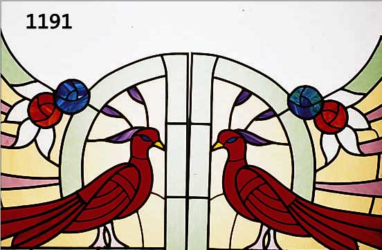 PAAR BLEIGLASFENSTER, 20ER JAHRE, BUNTES GLAS, JE 55 X 55.5 CM, VOGELDARSTELLUNG, L. FARBVERSCHMUTZUNG