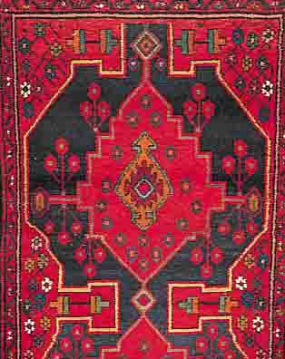 HAMADAN,PERSIEN CA.380 X 113 CM. EHZ.3 L.MOTTENFRASS FLOR WOLLE CA.40 JAHRE.