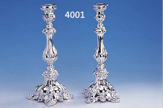 KERZENLEUCHTERPAAR, 925ER SILBER, BAROCKSTIL, PRUNKVOLL, Z.T. HANDARBEIT, H CA. 32 CM, CA. 496 G