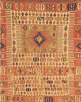 KELIM ANATOLIEN,TüRKEI CA.292 X 173 CM. EHZ.4-5 WOLLE-WOLLE UM 1870.