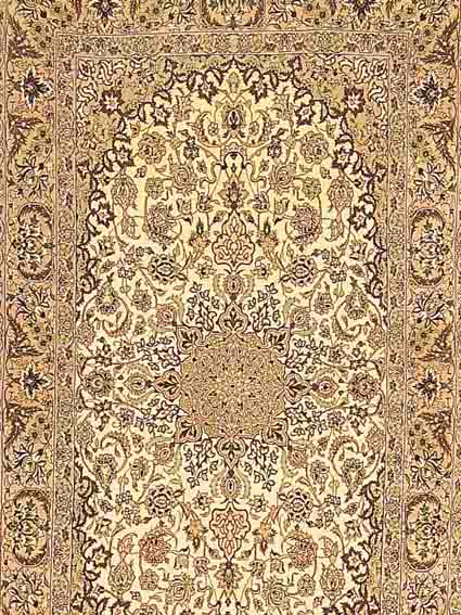 ESFAHAN,PERSIEN CA.193 X 109 CM. EHZ.1 KORKWOLLE M.SEIDE AUF SEIDE CA.900.000 KN/QM CA.40 JAHRE.