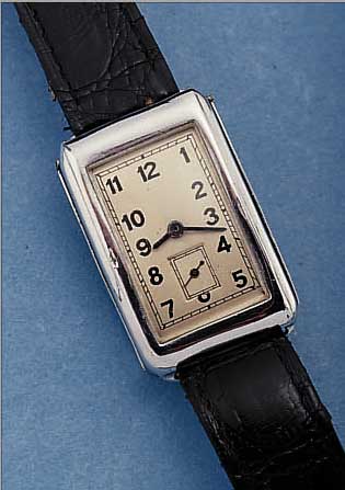 WYLER HERRENARMBANDUHR AUTOMATIK, REF.-NR. 154, SCHWEIZ UM 1932, NICKEL-CHROM-GEH., REC- TANG.-FORM, BLATT REST., ZEIGER ERS., ZEIGER- STELLUNG ZU ...