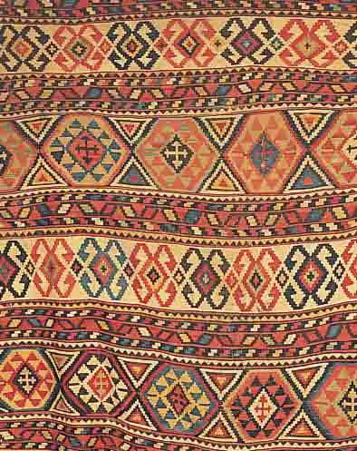 SCHIRWAN-ARASCH-KELIM,RUSSLAND CA.220 X 180 CM. EHZ.3-4 WOLLE-WOLLE UM 1890.