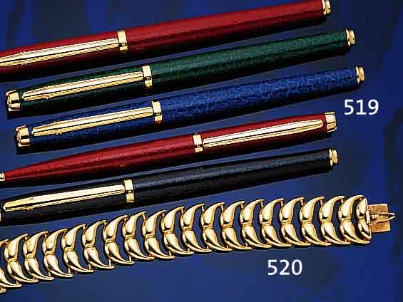 KONVOLUT 7 SCHREIBGERäTE ELYSEE, 4 X FFH LACKLEDER (SCHWARZ, ROT, GRüN, BLAU), 3 X KS LACKLEDER (ROT, GRüN, BLAU), 3 ORIG.- ETUIS