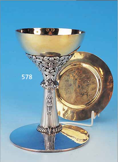 MEßKELCH, DEUTSCH, UM 1910/15, SILBER, KUPPA VERGOLDET, REICH VERZIERT, STIEL MIT ...
