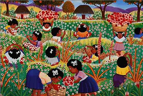 CHERY, JACQUES RICHARD, 1929 CAP HAITIEN/HAI- TI, WURDE 1951 VON PHILOME OBIN ENTDECKT U. ZUR MITARBEIT IM ART-CENTRE EINGELADEN, MALTE ZUERST ...