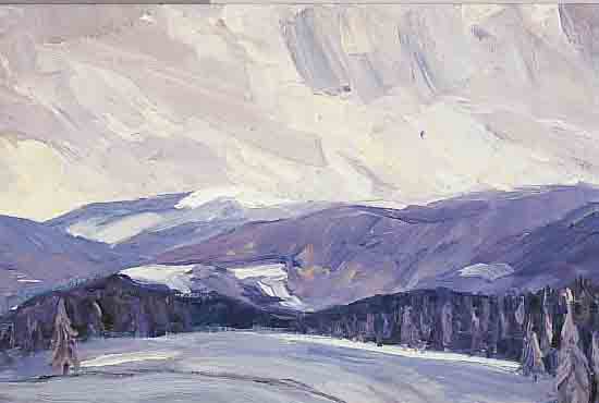 VOLZ, W., DEUTSCHER MALER, 1. HäLFTE 20.JH., VERSCHNEITE LANDSCHAFT IM VORGEBIRGE, ÖL/LWD, PASTOSER FARBAUFTRAG BEI BREITEM PINSELDUKTUS,LI. U. ...