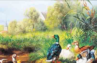 LENARD, KüNSTLER D. 20.JH., ENTEN AM WEIHER,ÖL/HOLZ, SIGN., CA. 18X24 CM, R.