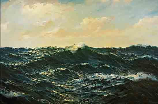 LUKAS-LARSEN, 1.HäLFTE 20. JHD., DüSSELDOR- FER LANDSCHAFTS- UND MARINEMALER, MEERESWEL- LEN, ÖL/ LWD. SIGN., CA. 60X80 CM, R.