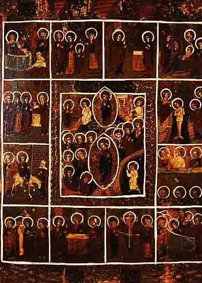 FESTTAGSIKONE, RUSSLAND, UM 1850/60, TEMPERA/HOLZ, 31 X 27 CM, RESTAURIERT