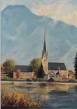 C. REMMEL O.ä. MüNCHEN, 19. JH., KLOSTERANSICHT AM SEE, ÖL/LWD, LI. U. SIGN., CA. 66 X 50 CM