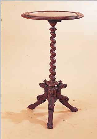 BEISTELLTISCH, DEUTSCH, UM 1900/20, EICHE MASSIV, MARMORPLATTE, REICH VERZIERTER FUß