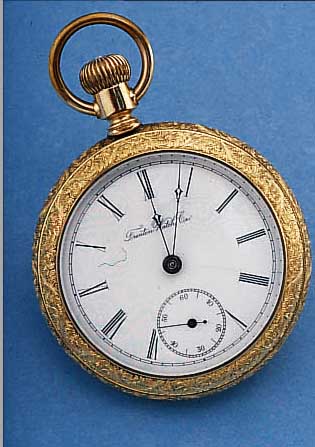 TRENTON WATCH CO. HERRENTASCHENUHR LEPINE, REF.-NR. 124739, USA UM 1895, METALLGEH. M. RG-AUFLAGE, BODEN U. GLASR. GESCHR., RUNDUM ...