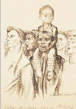 KOLLWITZ, KäTHE, LITHOGRAPHIE, WIR HABEN EINE WELT ZU GEWINNEN, MIT DIESEM ZITAT VON KARL MARX, LEICHT ...