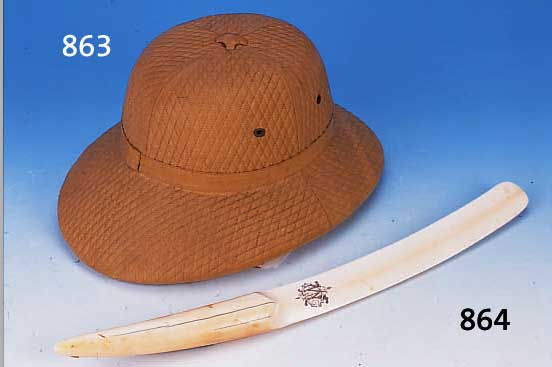 TROPENHELM, ÄGYPTEN, UM 1900, STROHGEFLECHT MIT BAUMWOLLüBERZUG, LEICHTE ALTERSSPUREN