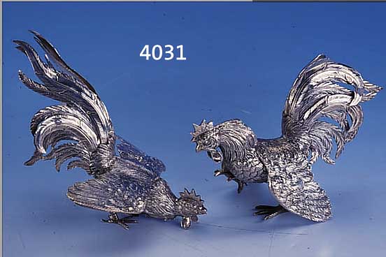 FASANENPAAR, 835ER SILBER, DEUTSCH, HANAU, FA. SCHLEIßNER, VOLLPLASTISCHE NATURALI- STISCHE AUSFüHRUNG, CA. 515 G, H CA. 15 CM