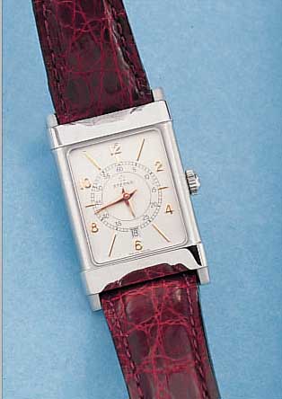 ETERNA DAMENARMBANDUHR LES HISTORIQUES, REF.-NR. 889041, SCHWEIZ UM 1999, EDELSTAHL TEILW. POL., TEILW. SAT., BODEN GEDR., ORIG.- LEDERB. M. ...
