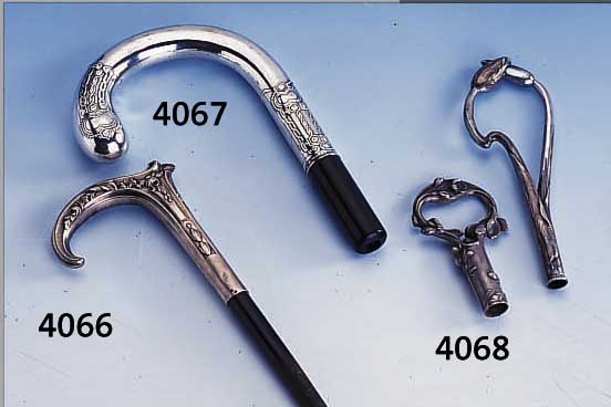 SPAZIERSTOCKGRIFF, DEUTSCH UM 1910, 800ER SILBER, SCHöNE ORNAMENTIK IM JUGENDSTIL,ABSTRAKT-SYMMETRISCH, LEICHTERE GEBR.SPUREN