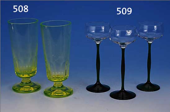 PAAR GLäSER, BöHMEN, UM 1920, , URANGLAS, H. 20.5 CM
