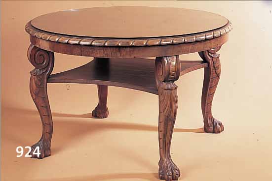 RUNDER TISCH, DEUTSCH, UM 1910-20, EICHE MASSIV UND FURNIERT, BAROCKSTIL, KLAUENFüßE, CA. 66 X 100 CM, MIT ...