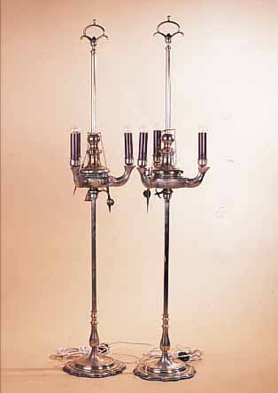 PAAR GROßE KERZENLEUCHTER, DEUTSCH, UM 1900, MESSING VERSILBERT, H. CA. 179 CM, D. CA. 40 CM, SPäTER ...