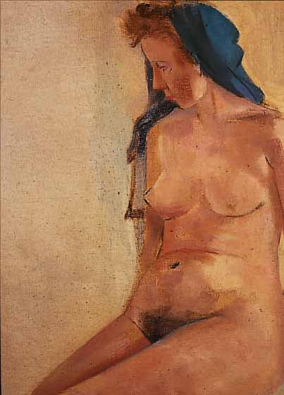 WEBER, EMIL, 1872 ZüRICH - 1945 MüNCHEN, SCHüLER DER MüNCHENER AKADEMIE, SITZENDER FRAUENAKT, ÖL/PAPPE, 50 X 36 CM
