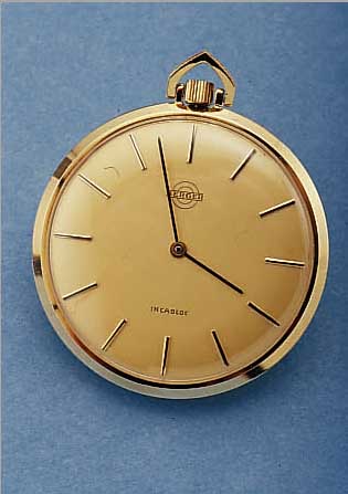 PESSEUX FRACKUHR BERGER, SCHWEIZ/DEUTSCHL. UM 1975, 585ER GG, UNGETR. LAGERW., 17 ST., RING-UNR., FLACHSPIR., INCABL., DURCHM. CA. 42MM, EZ 0-1