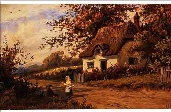 SPINKS, T., BRIT. LANDSCHAFTSMALER, 2. HäLFTE 19. JH., , ÖL/PAPPE, 12 X 20,5 CM, BAUERNHAUS MIT ZWEI PERSONEN, FEINE ...