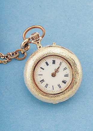 DAMENTASCHEN/ANHäNGEUHR, SCHWEIZ/DEUTSCHL. UM 1908, ROSE-G 585/000, RüCKS. FLORAL VERZ., TEILW. EMAIL. ERKENNB., IM ZENTRUM DEUTL. ...
