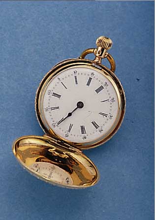 D.THOMMEN DAMENTASCHEN/ANHäNGEUHR SAVONETTE, SCHWEIZ UM 1904, ROSE-G 585/000, EMAILL. TEILW. ERKENNBAR., MONOGRAMMSPIEGEL FREI, EMAILBL., ...