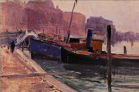 COLUCCI, V.,  HAFENANSICHT, ÖL/MALKARTON, LI. U. SIGN. UND UNLESERLICH BETITELT, 29 X 37 CM, R.