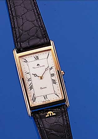 MAURICE LACROIX HERRENARMBANDUHR QUARTZ, REF. NR. 58196., SCHWEIZ UM 1996, METALL- REGTANG-GEH. HARTVERG., ORIG. LEDERB., VER- KAUFSLOGO, ...