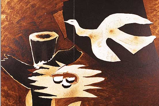 BRAQUE, GEORGES, 1882-1963, , FARBLITHOGRAPHIE, IM STEIN SIGN., CA. 35 X 51 CM, BUGFALTE, PP