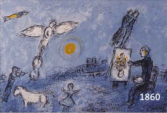 CHAGALL, MARC, 1887-1985, FARBLITHOGRAPHIE AUS DLM, DOPPELBLATT MIT BUGFALTE, CA. 32 X 47 CM, PP