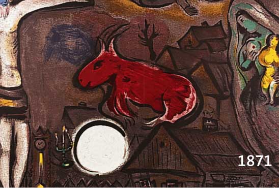 CHAGALL, MARC, 1887-1985,, FARBLITHOGRAPHIE AUS DLM NR. 27-28 VON 1950, IM STEIN SIGN., BUGFALTE, CA. 36 X 52 CM, PP