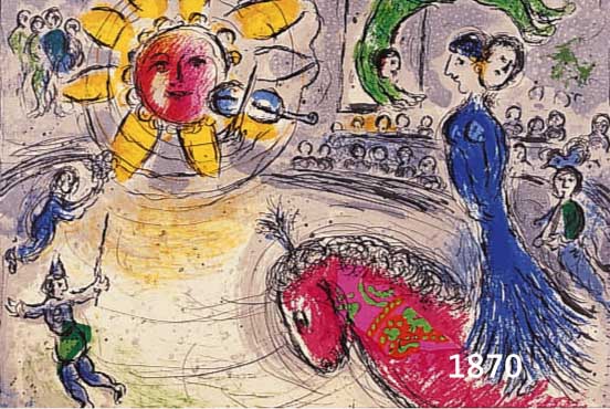 CHAGALL, MARC, 1887-1985,, CIRCUS, FARBLITHOGRAPHIE AUS DLM, DOPPELBLATT MIT BUGFALTE, CA. 31 X 42 CM, PP