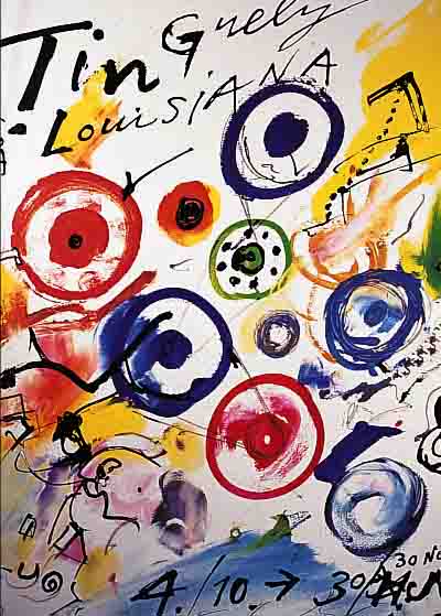 TINGUELY, JEAN, 1925-1991, PLAKAT DES LOUISIANA MUSEUM MODERNER KUNST DäNEMARK 1986, FARBOFFSET, HANDSIGN., CA. 84 X 62 CM